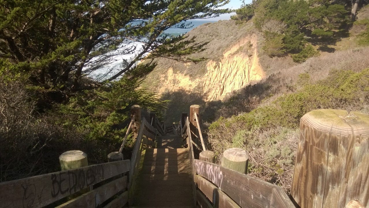 Stairs down the cliffs to the beach