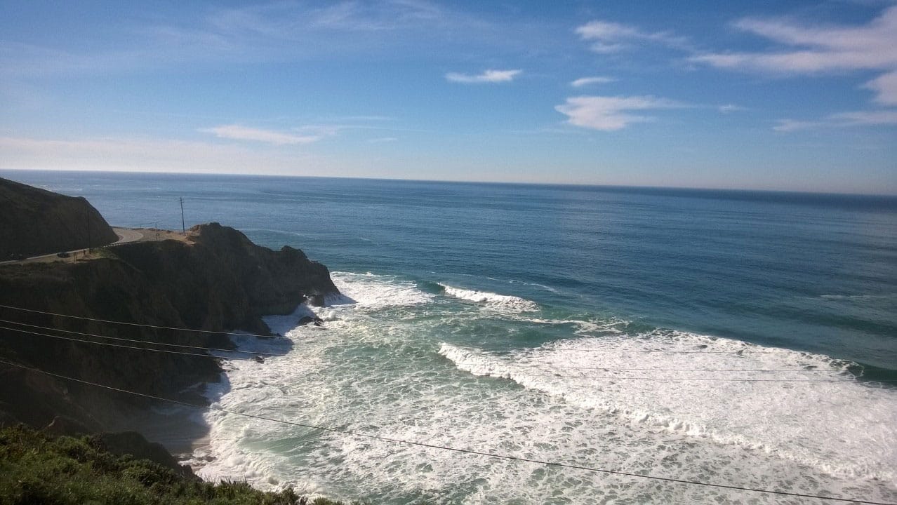 Waves crashing on the shore